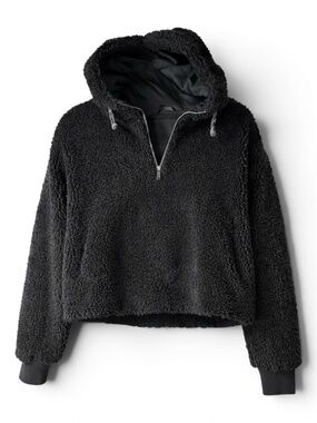 Lululemon Textured Fleece Half Zip Sherpa Hoodie Black Size 6